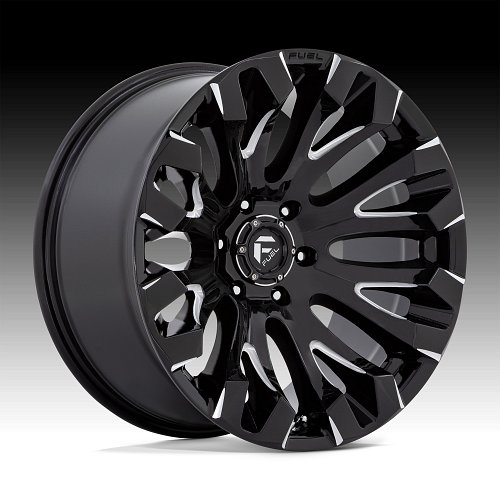 Fuel Quake D828 Gloss Black Milled Custom Truck Wheels 1